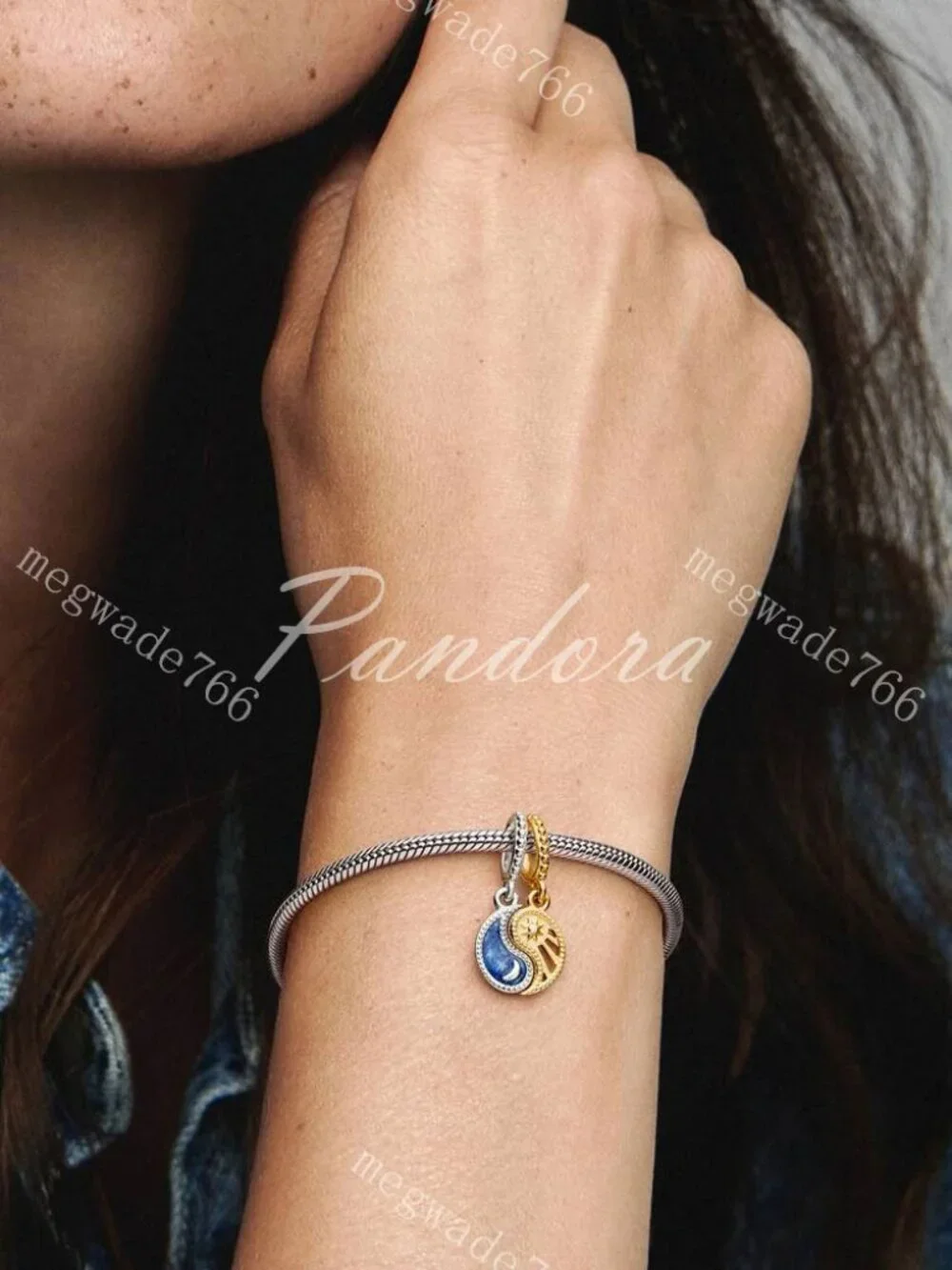 Two-tone Splittable Sun & Moon Dangle Charm